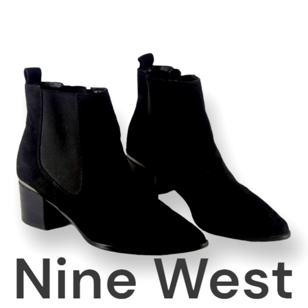 Nine West Black Suede Ankle Booties size 6.5M